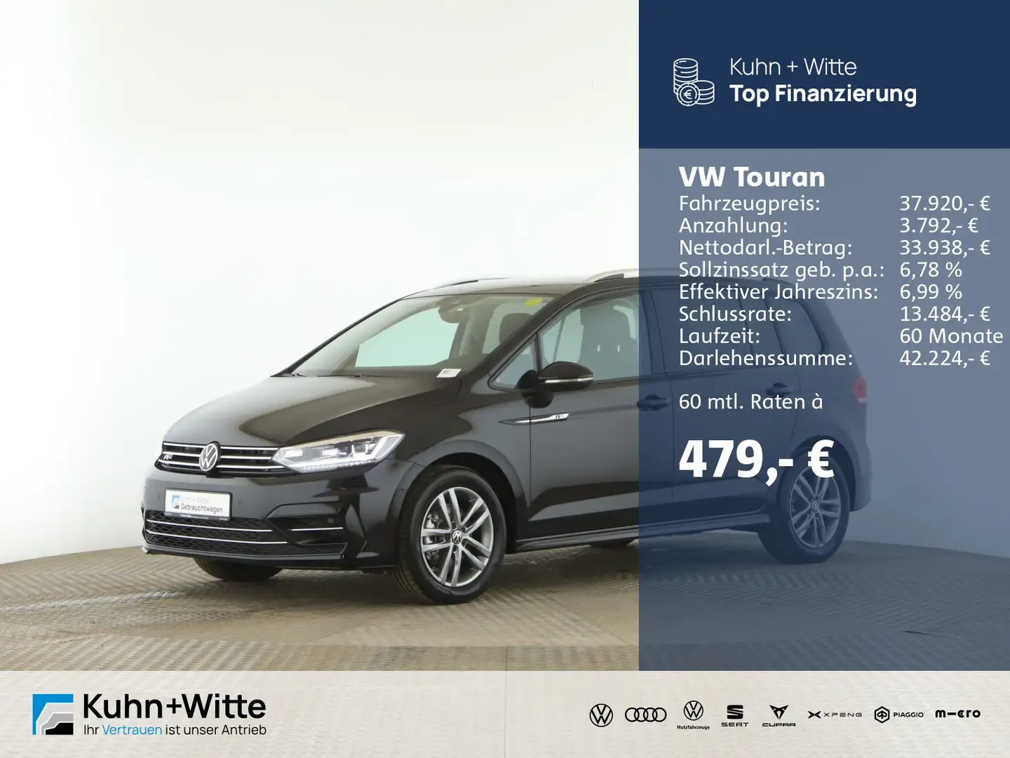 Volkswagen Touran 1.5 TSI R-Line *DC*AHK*ACC*Navi*RFK* Schwarz - 1