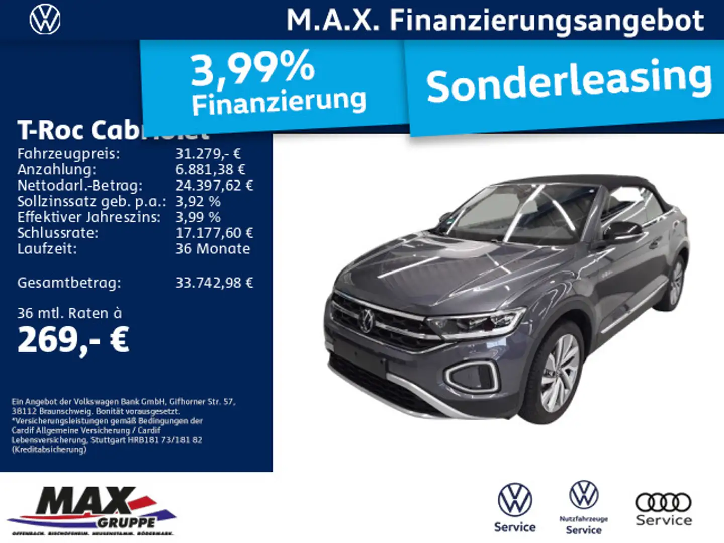 Volkswagen T-Roc 1.5 TSI DSG GOAL +LED+NAVI+ACC+ Gris - 1