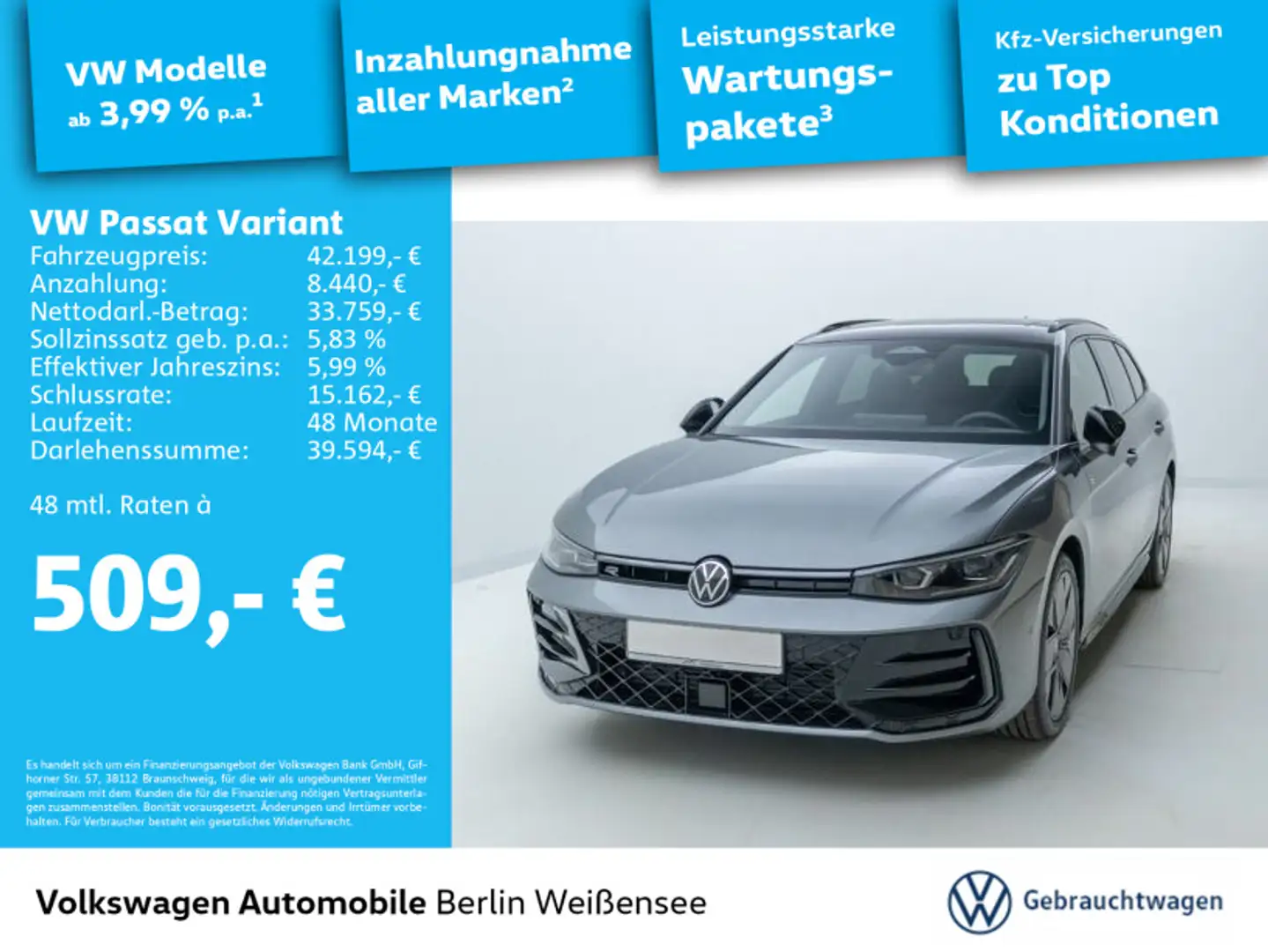 Volkswagen Passat Variant 2.0 TDI R-LINE*DSG*PANO*IQ DRIVE* Grau - 1