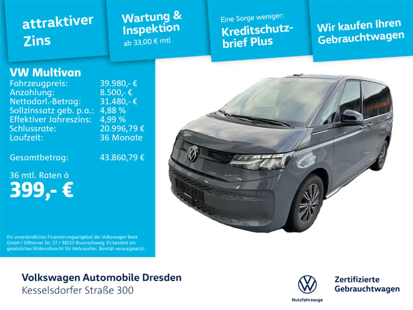 Volkswagen T7 Multivan Basis-Modell Grau - 1