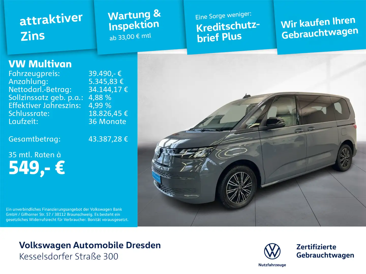 Volkswagen T7 Multivan T7 Multivan 1.5 TSI DSG AHZV LED Kamera Lane Gris - 1