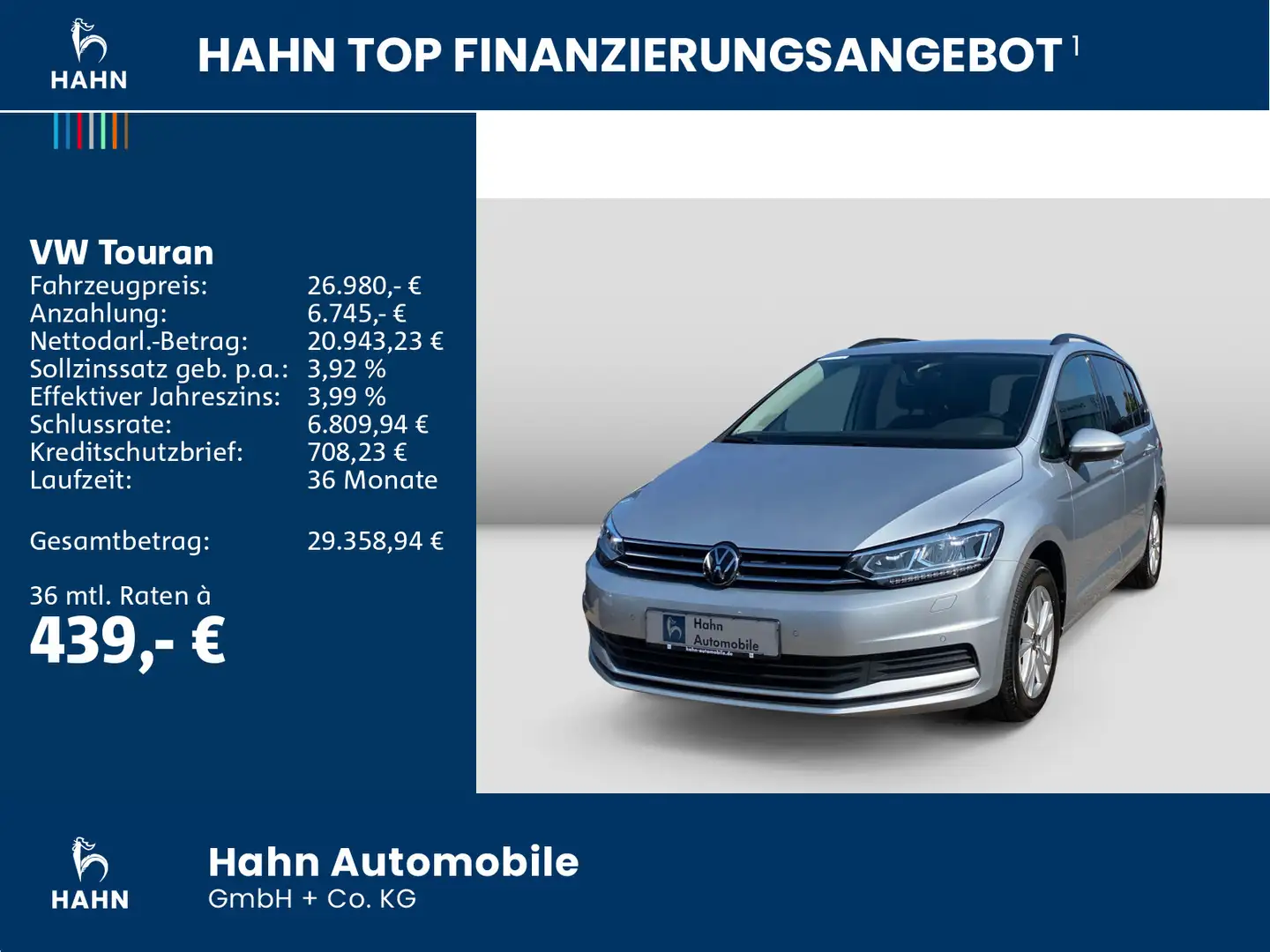 Volkswagen Touran 2.0TDI DSG Comfortline AHK DCC Navi PDC Silber - 2