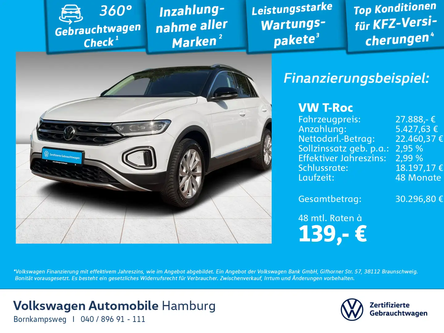 Volkswagen T-Roc 1.5 TSI Style DSG AHK Navi Sitzhzg LED Blanc - 1