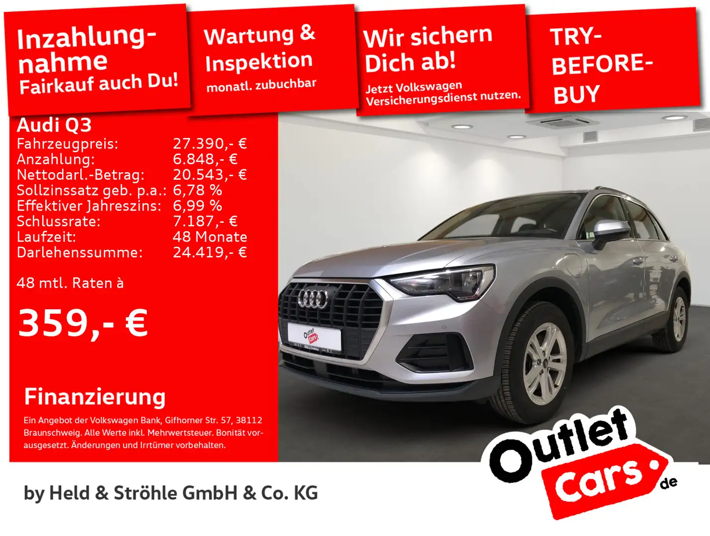 Audi Q3 45 TFSI e S tronic AHK BUSINESS NAV+ Silber - 1