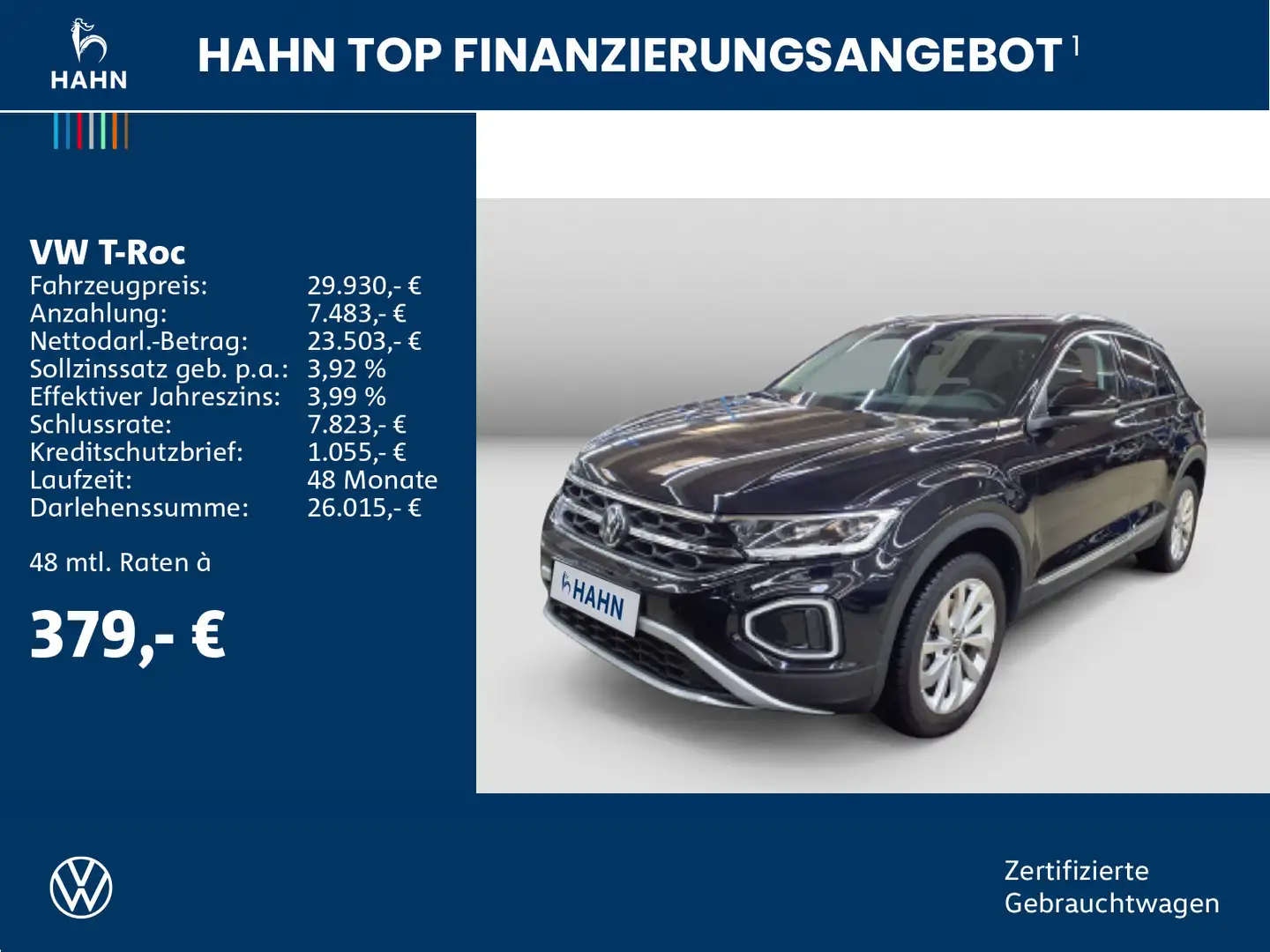 Volkswagen T-Roc 1.5TSI DSG Style AHK LED Navi PDC Sitzheiz Schwarz - 2