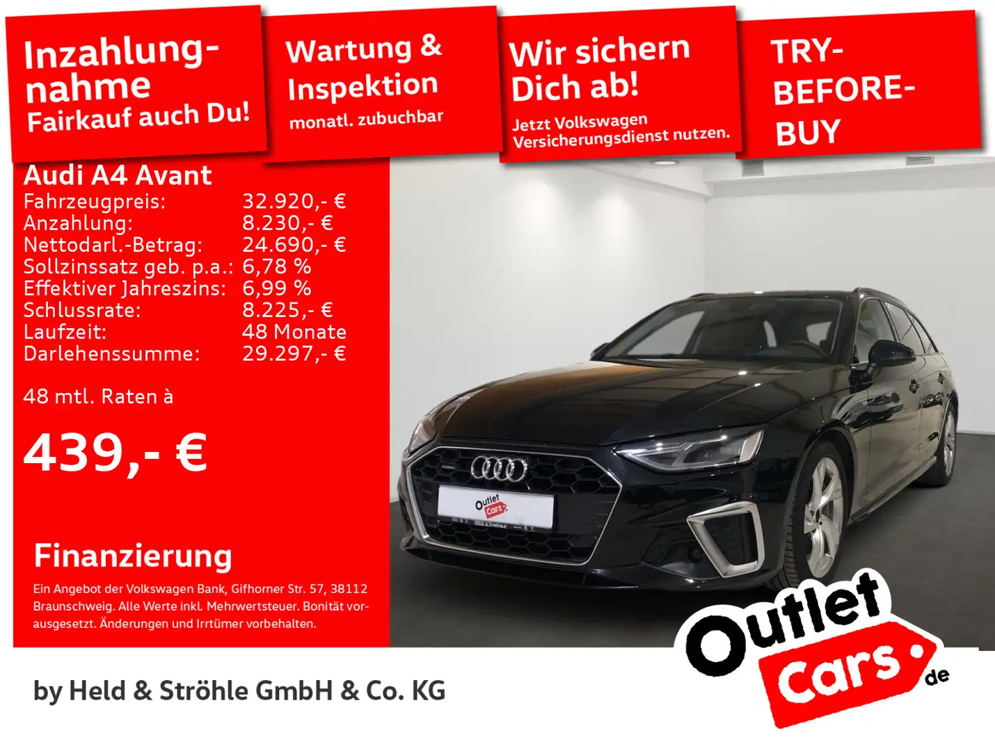 Audi A4 S-Line 40 TDI quattro HuD NAVI PANO RFK Schwarz - 1