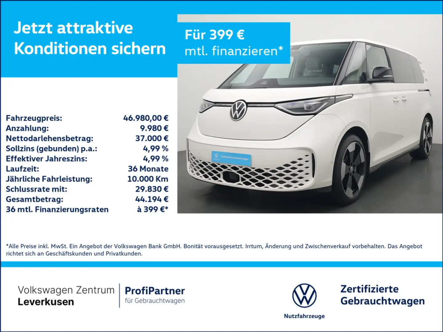 Volkswagen ID. Buzz VIRT NAVI MEMORY NAVI SHZ AHK PDC Weiß - 1