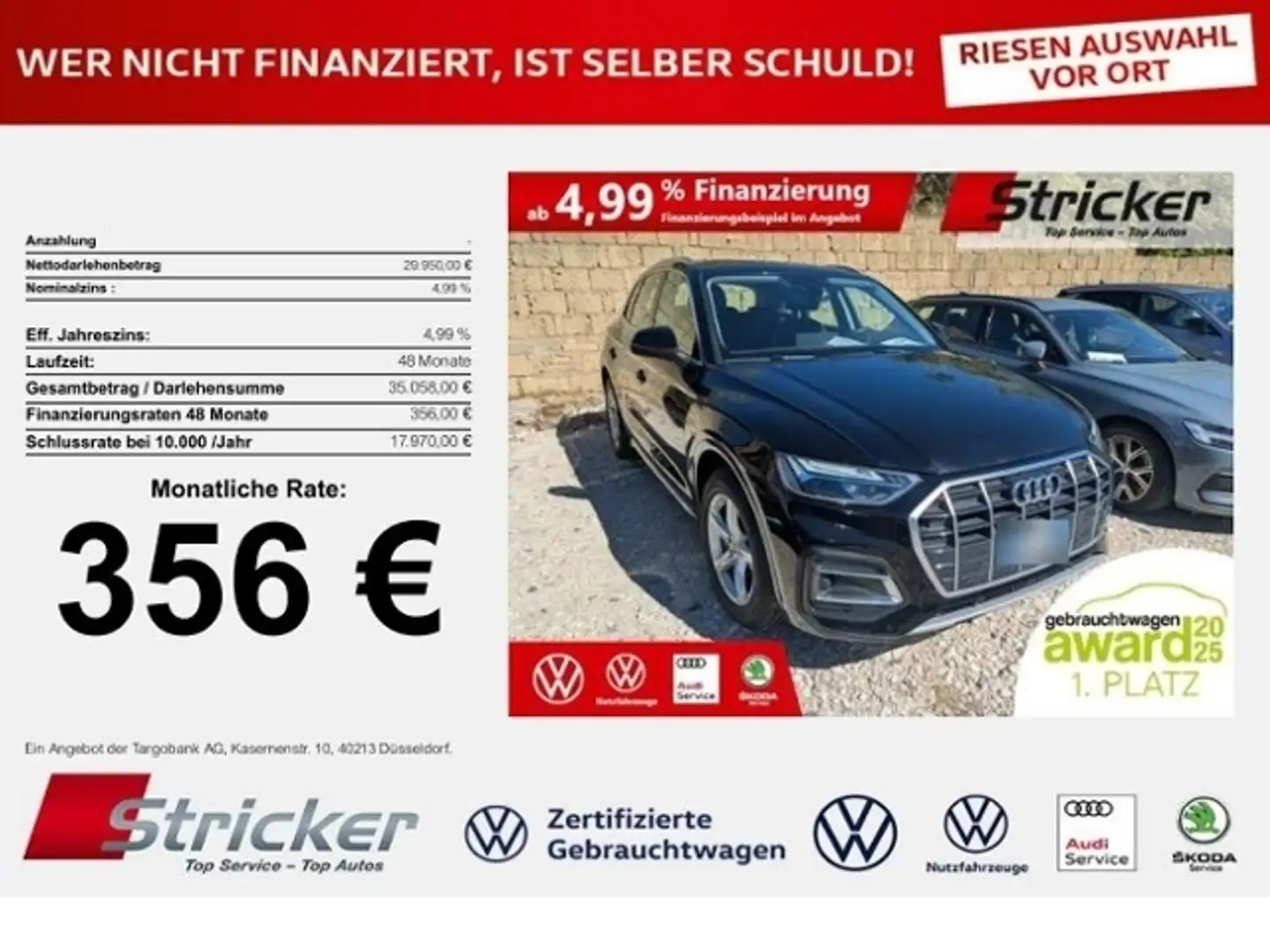 Audi Q5 35TDI 356,-ohne Anzahlung Navi Kamera Schwarz - 1