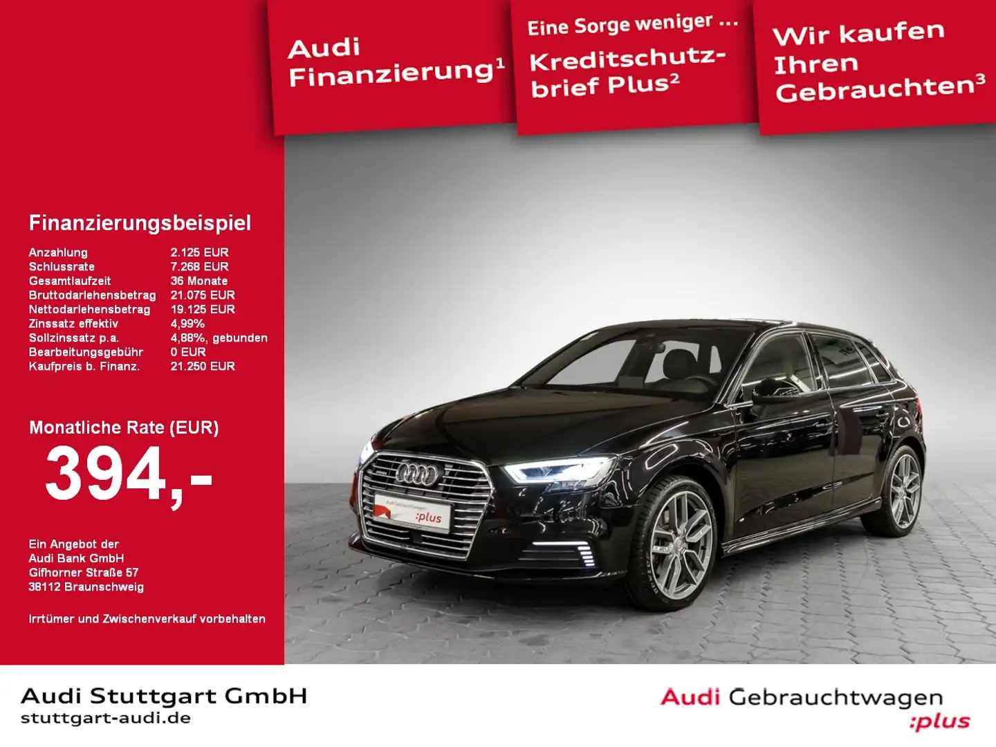 Audi A3 Sportback 40 e-tron S line sport ACC PDC AHK Noir - 1