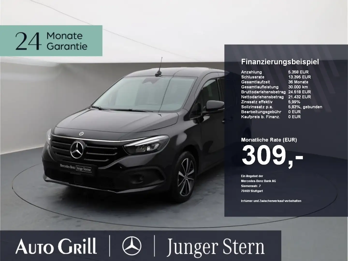 Mercedes-Benz EQT 200 sofort - nur177km 52 proz unter Neu Чорний - 1