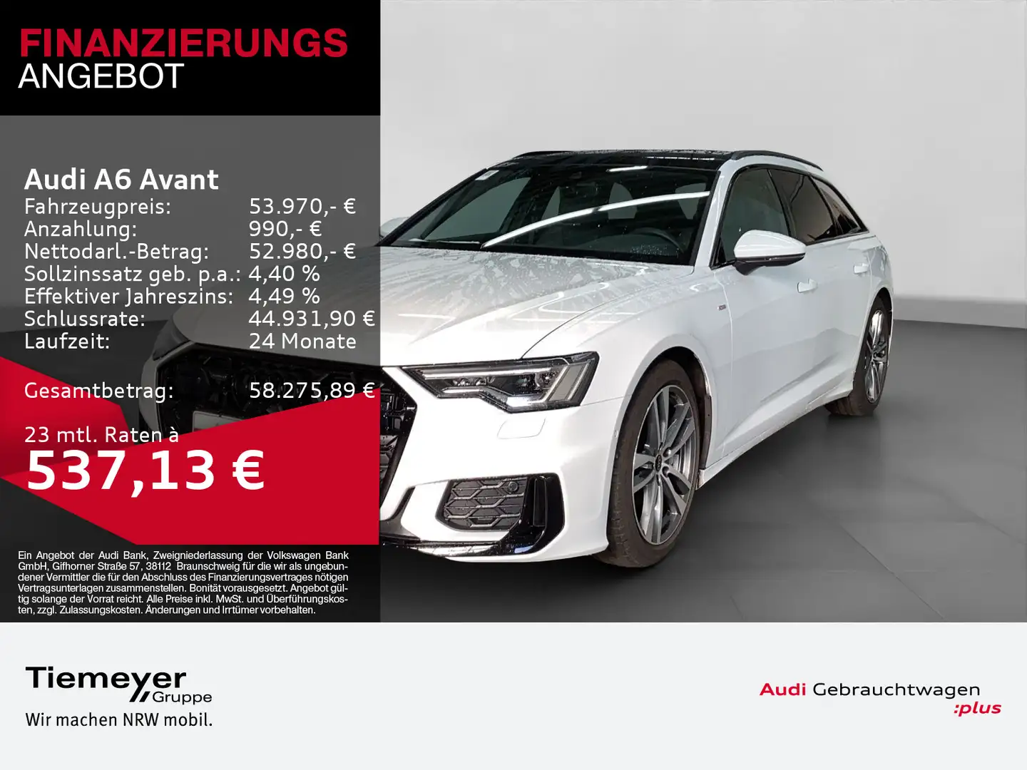 Audi A6 45 TDI Q S LINE PANO ALCANTARA MATRIX A Weiß - 1