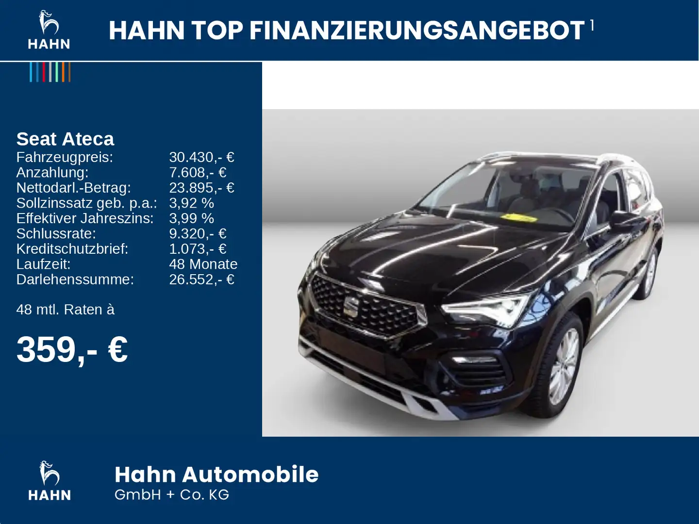 SEAT Ateca 1.5 TSI DSG Xperience AHK LED Navi Sitzhzg Schwarz - 2