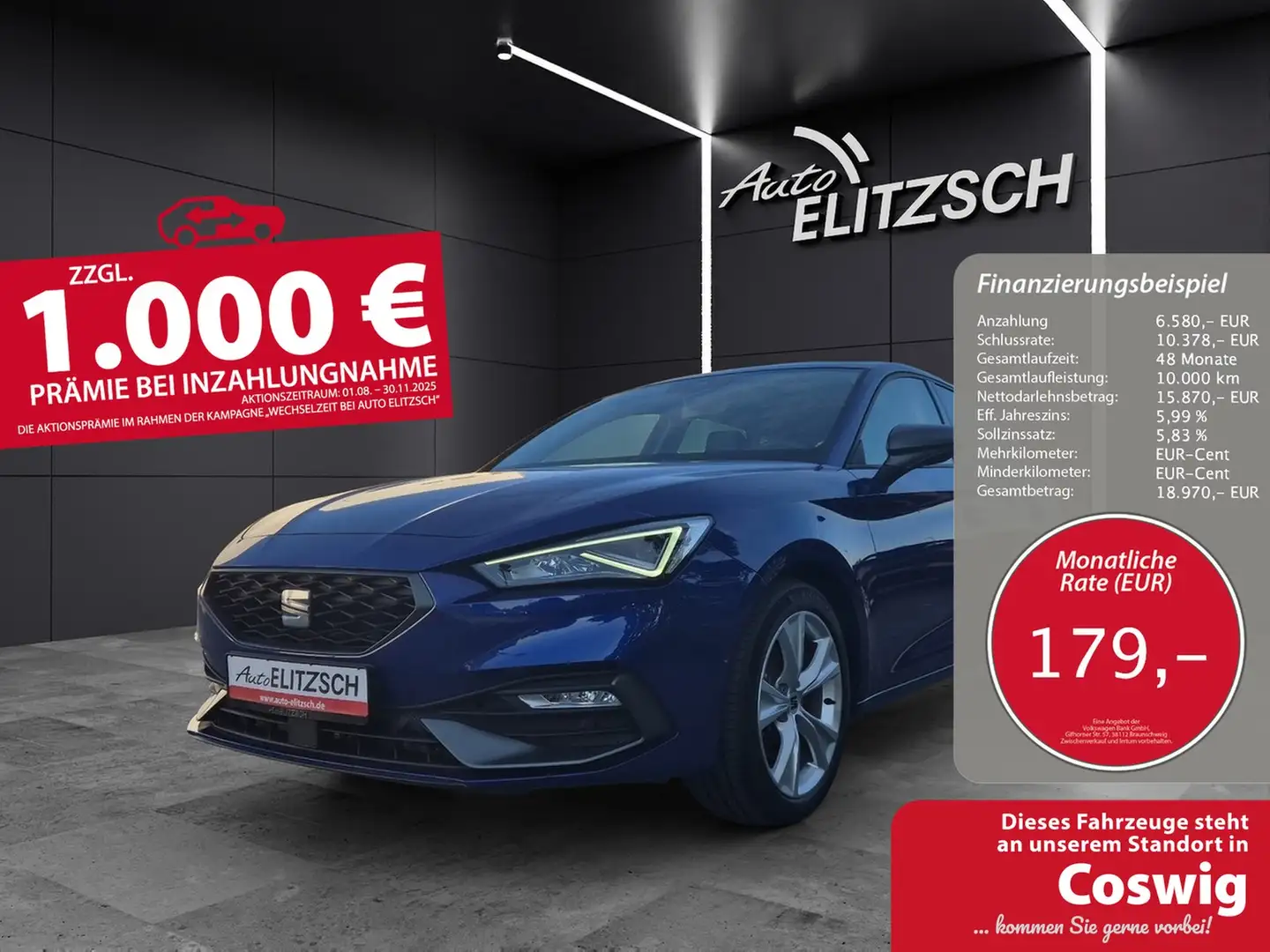 SEAT Leon TSI FR-Line LED Navi ACC Park-Assist SH LM Blau - 1