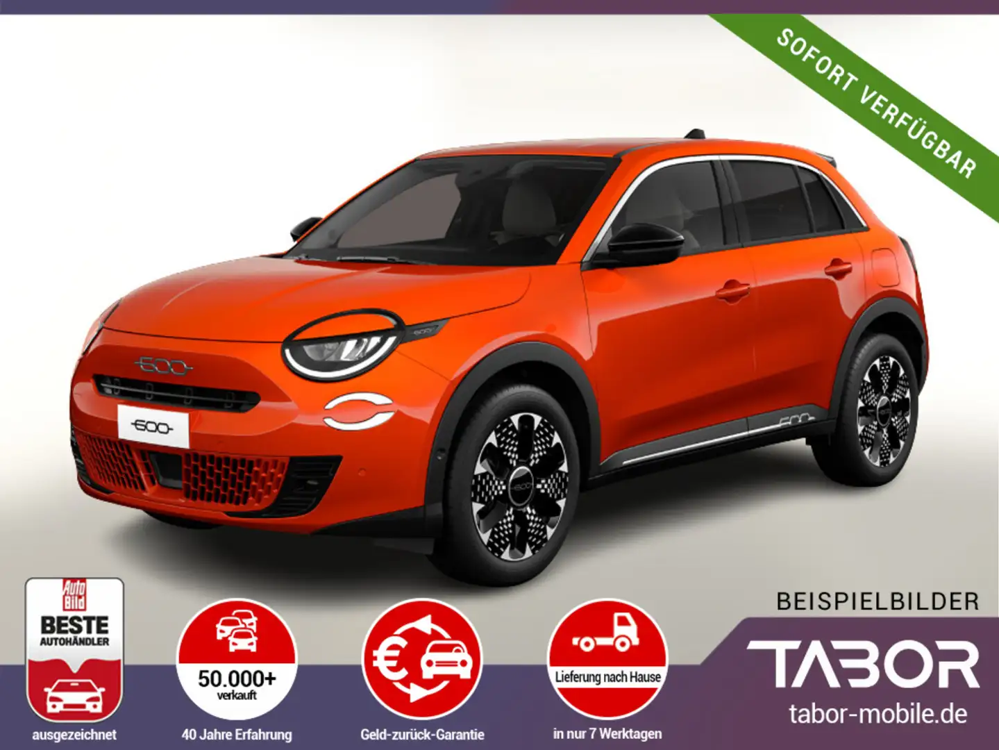 Fiat 600 MHEV 110 DCT Nav SHZ KeyL LED Kam PDC CarP Naranja - 1