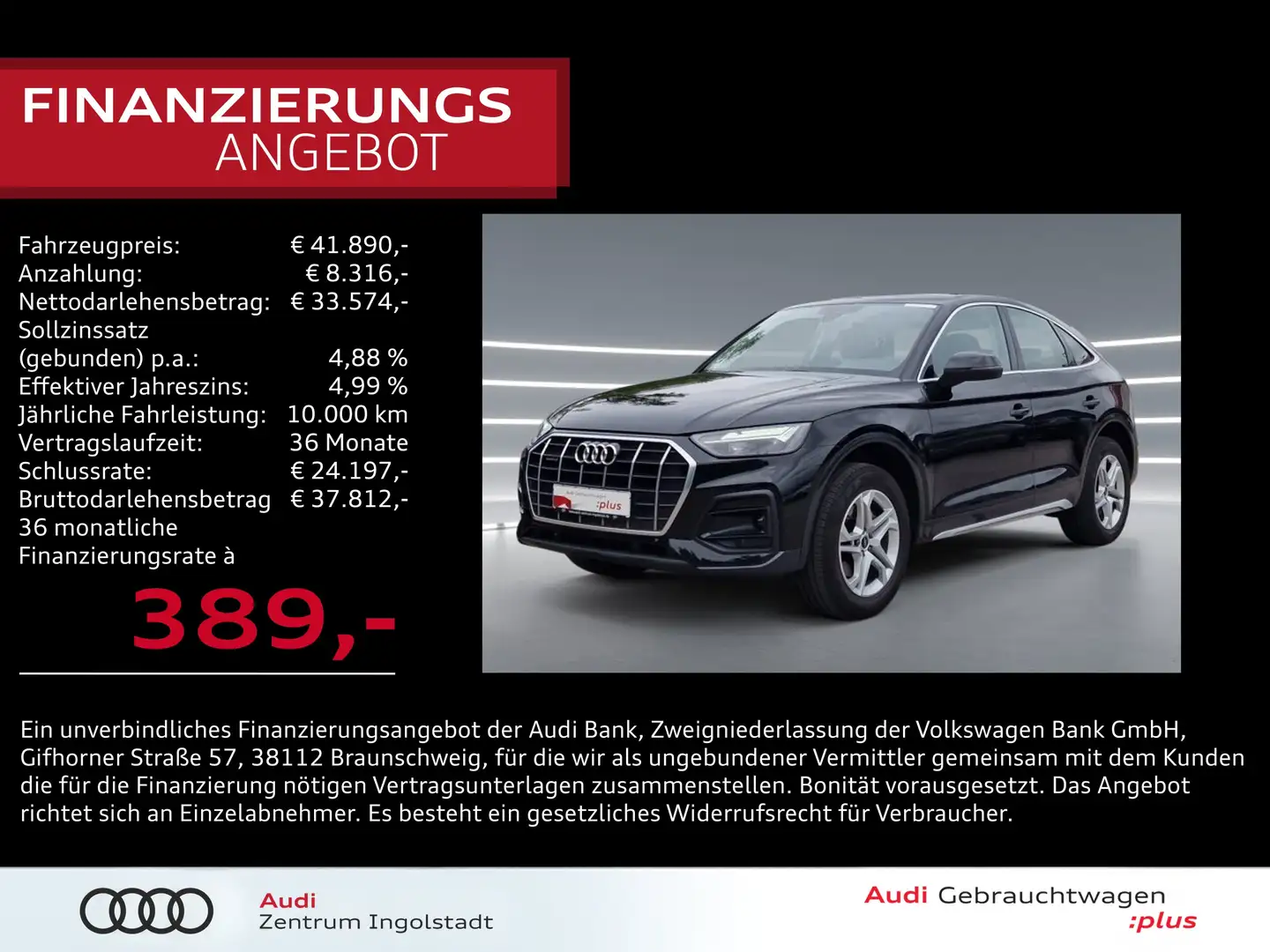 Audi Q5 Sportback 40 TDI qu NAVI AHK Leder advanced Schwarz - 1