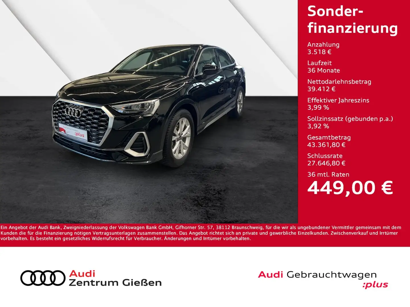 Audi Q3 Sportback 35 TDI S line Navi Rückfahrkamera Schwarz - 1