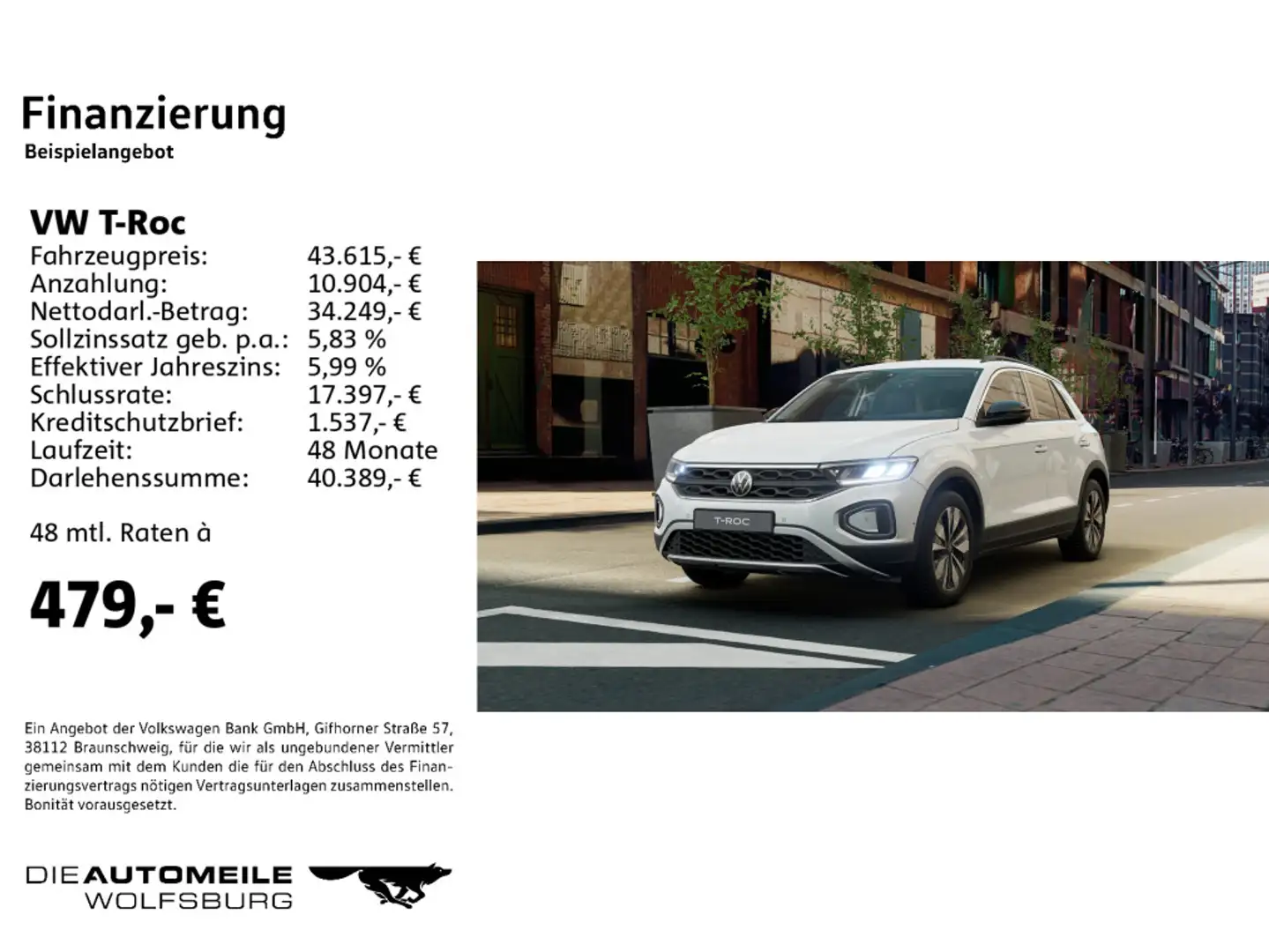 Volkswagen T-Roc 2.0 TDI SCR GOAL - Fahrschulausstattung Weiß - 2