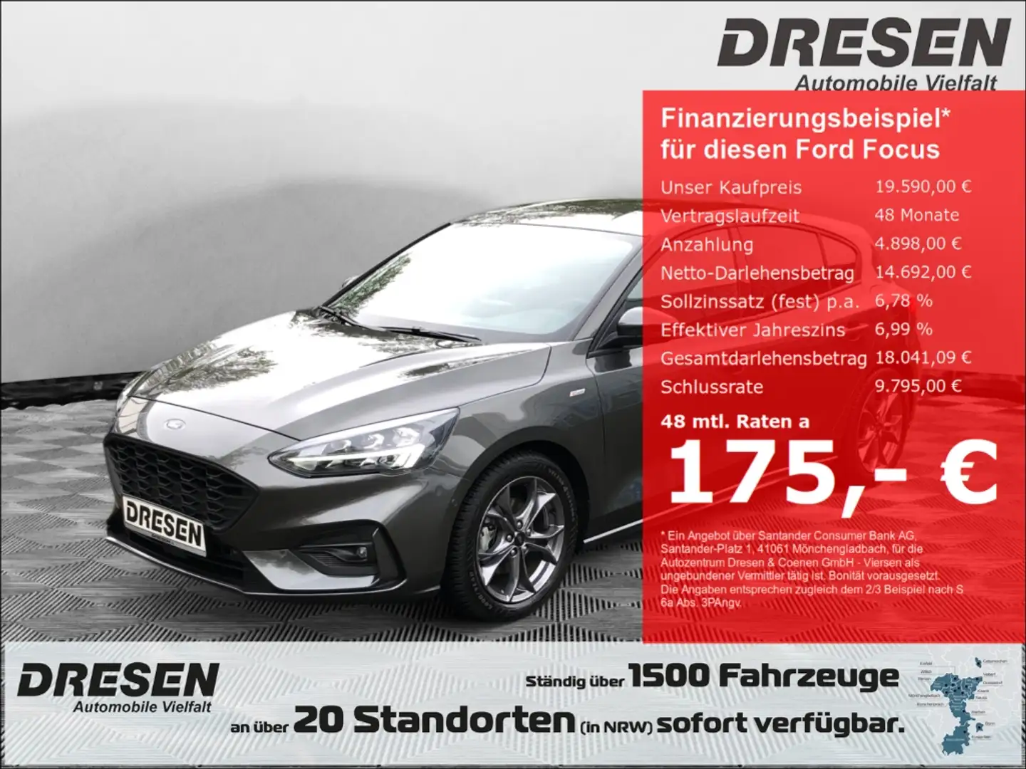 Ford Focus ST-Line 1.0 EcoBoost Navi ACC Apple CarPlay Androi Grey - 1