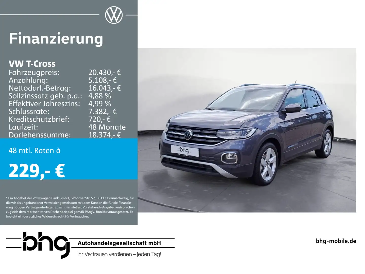 Volkswagen T-Cross Style 1.0 l TSI OPF (110 P Grau - 1