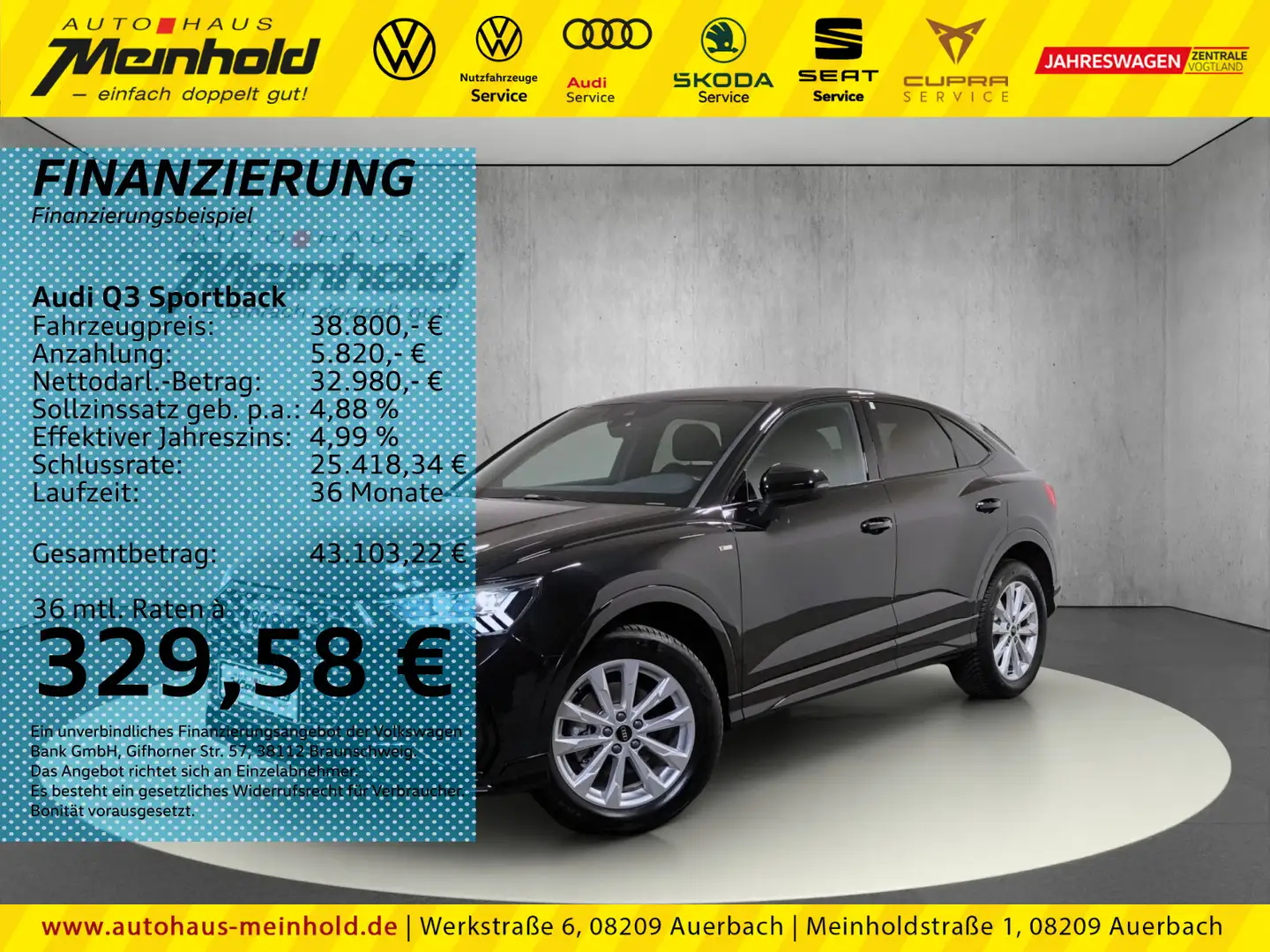 Audi Q3 S line 35 TFSI S tronic, MMI, ACC Schwarz - 1