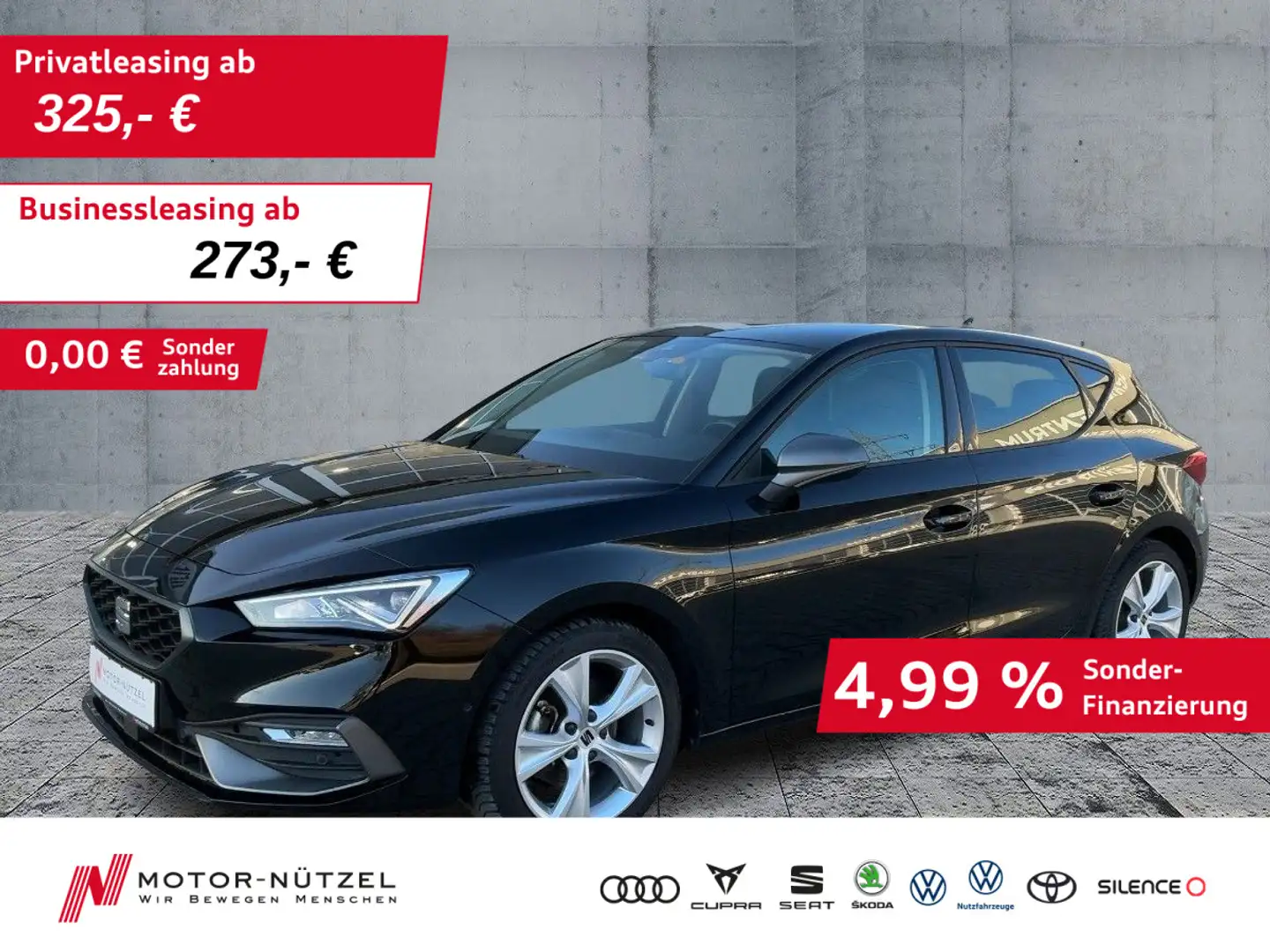 SEAT Leon 1.5 TSI FR-LINE LED+NAV+APP+GRA+SHZ+PDC+RFK Schwarz - 1