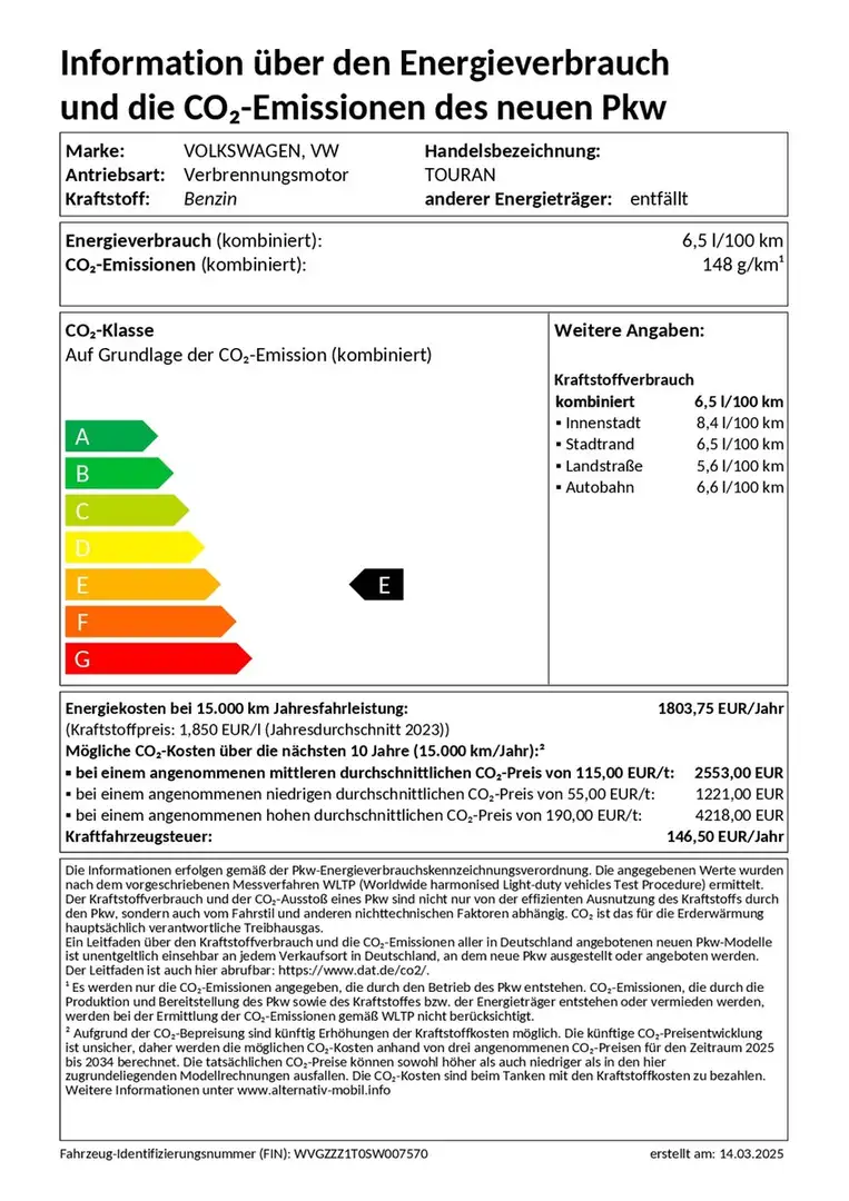 Volkswagen Touran 1.5 TSI DSG Comfortline 7-Si. ACC LED Navi Alu-... Schwarz - 2