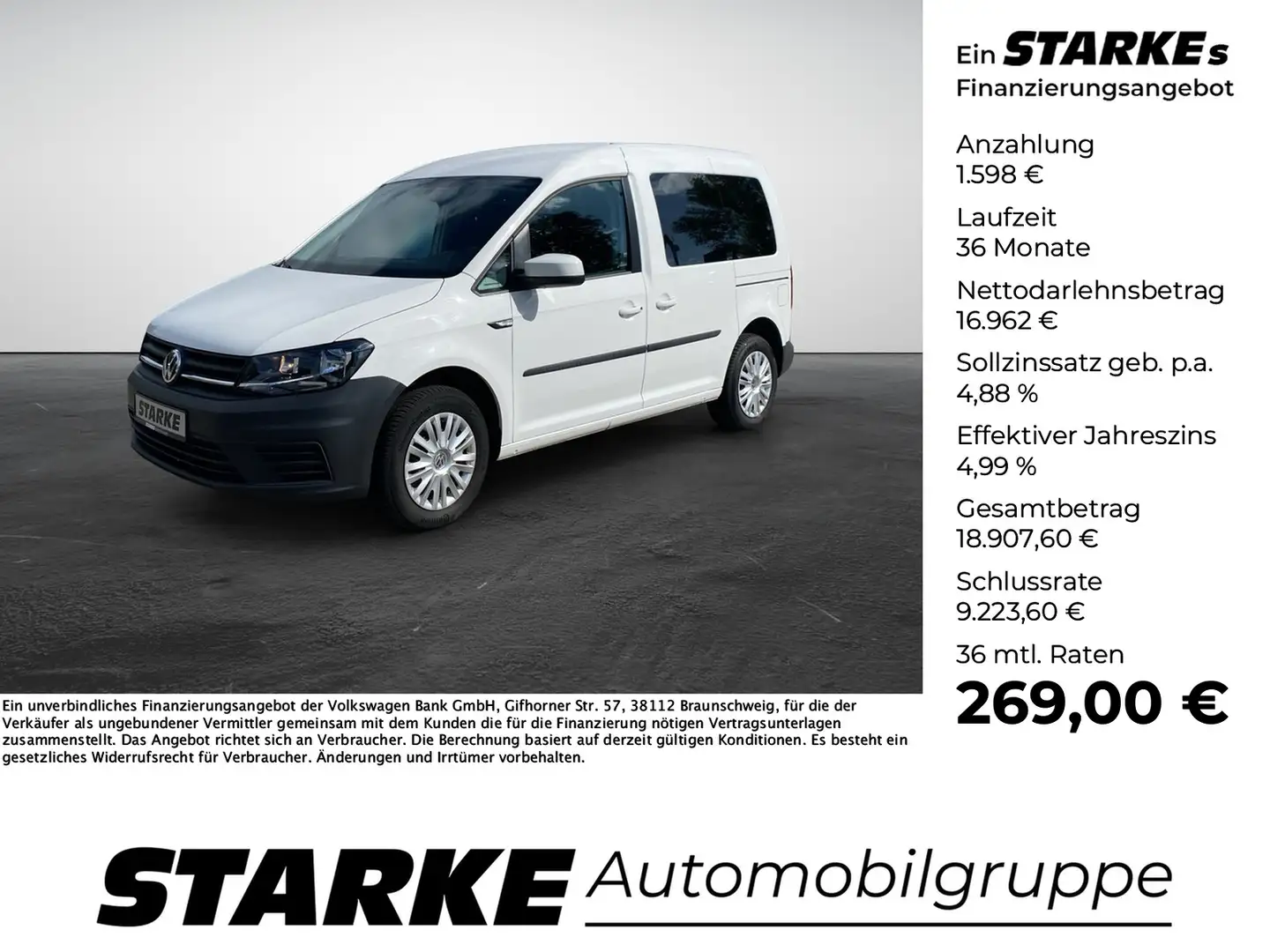 Volkswagen Caddy 1.0 TSI Kombi Trendline Blanc - 1