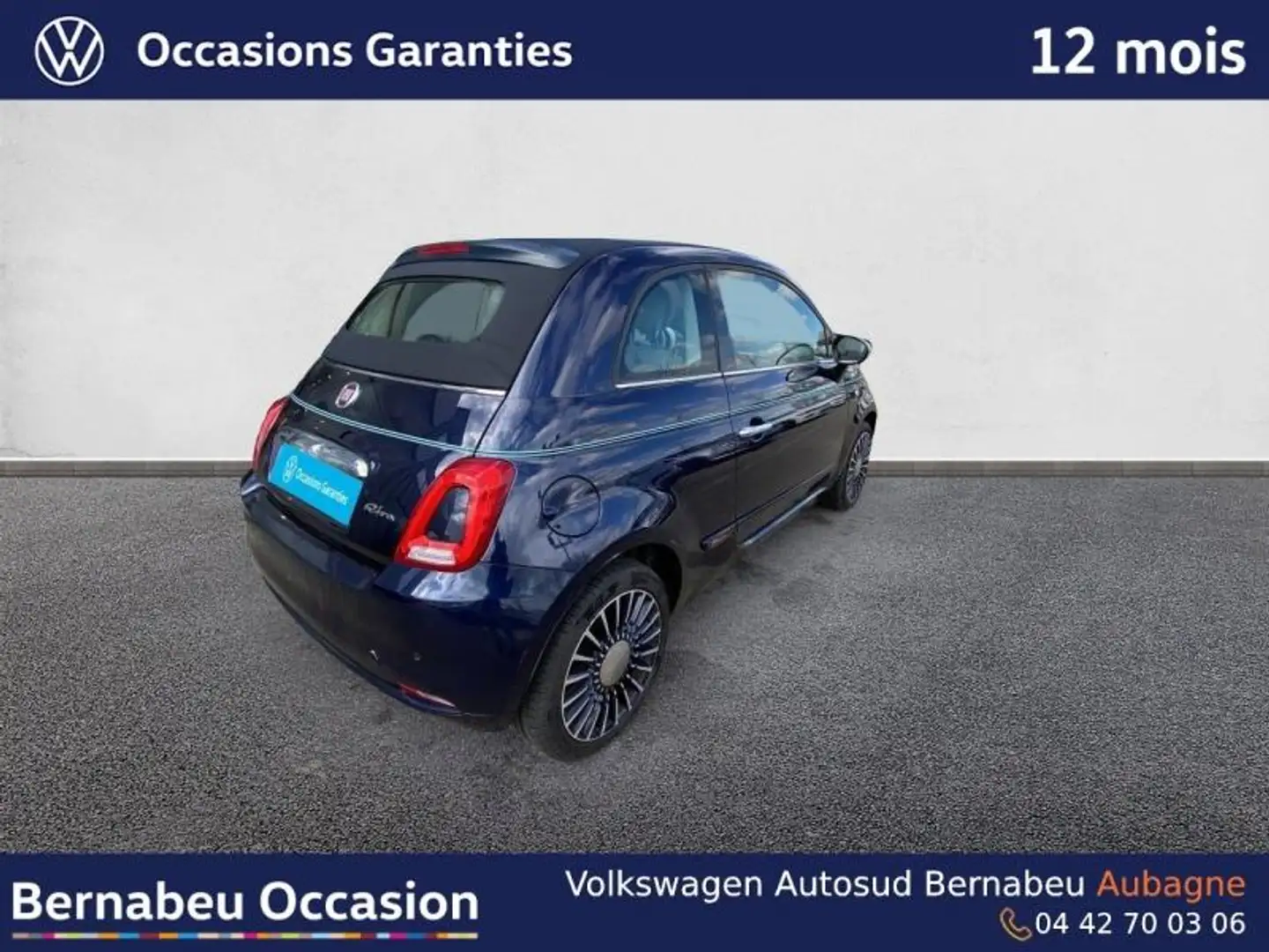 Fiat 500C 0.9 8v TwinAir 85ch S\u0026S Riva (volant bois) Bleu - 2