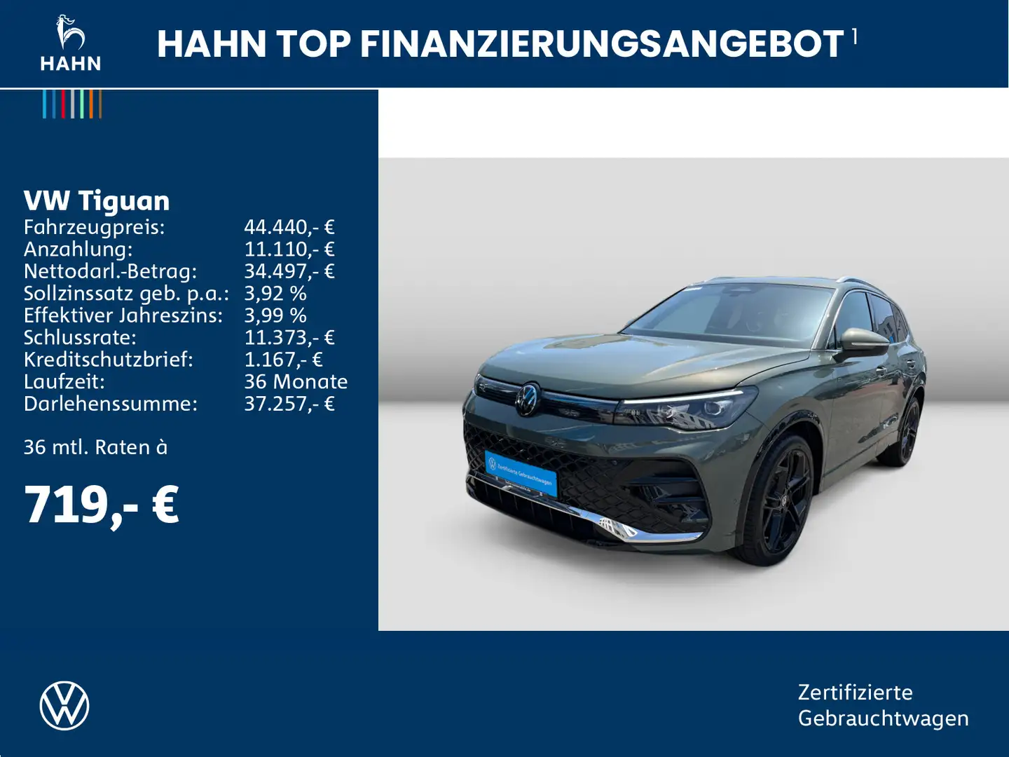 Volkswagen Tiguan 2.0TDI R-Line DSG LED AHK NAVI SITZH HUD Grün - 2