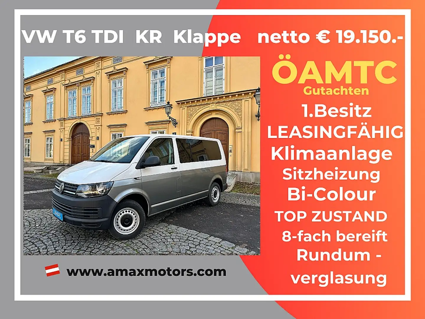 Volkswagen T6 Transporter KR 2,0 TDI BMT *ZGG 3,0T Heckklappe, Sitzheizun... Weiß - 1