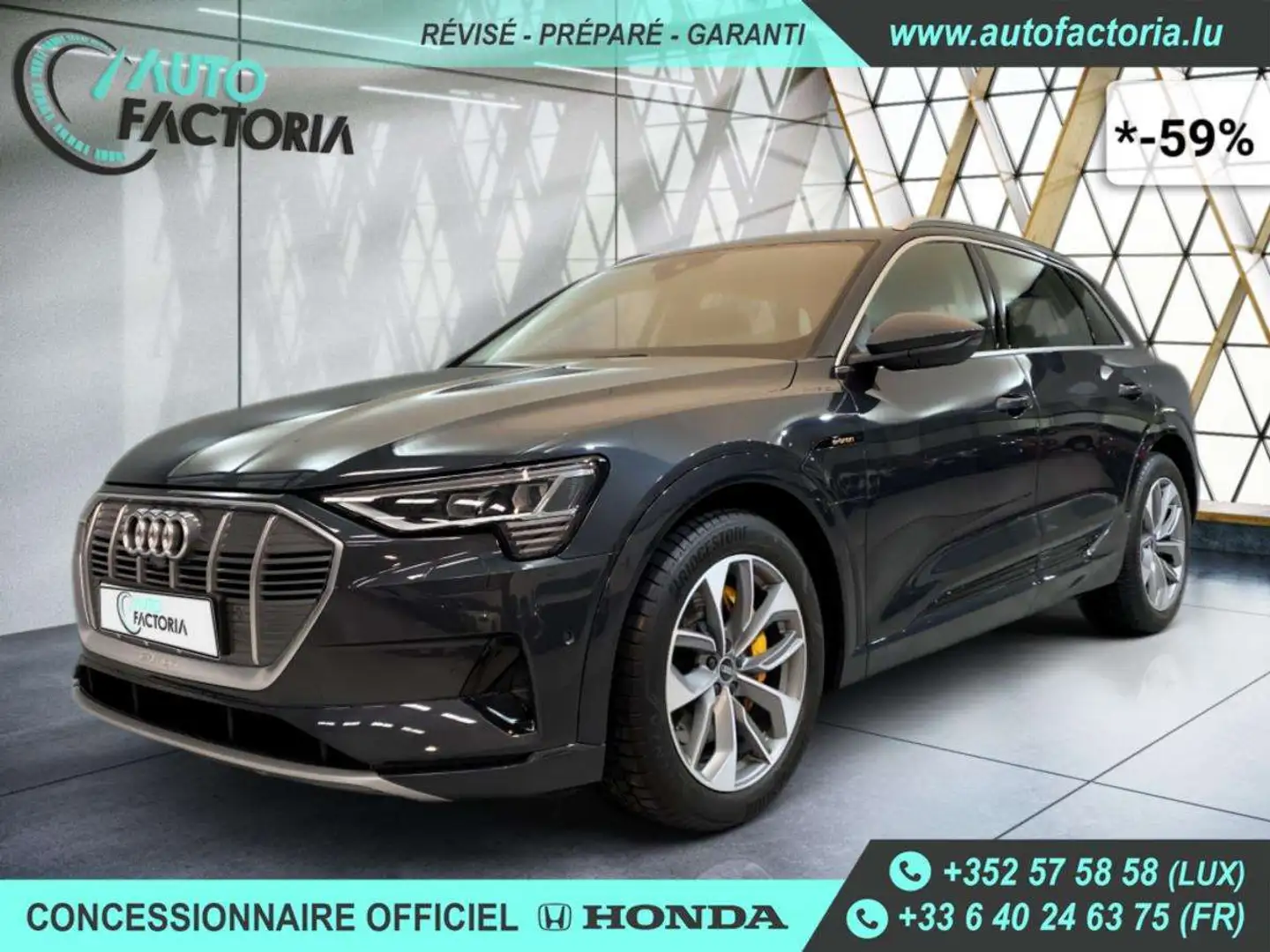 Audi e-tron -59% 55 ELEC 408CV BVA 4x4+GPS+CUIR+CAM360+OPTS Gris - 1