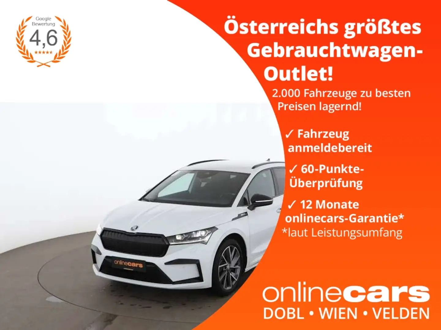 Skoda Enyaq 80 Sport 82kWh Aut LED AHK NAV LEDER R-CAM Blanco - 1