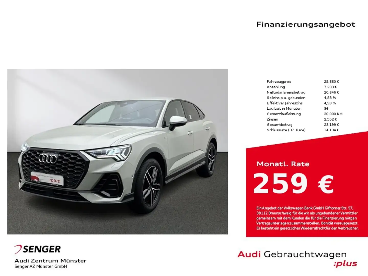 Audi Q3 Sportback 35 TFSI S line Matrix B&O AHK Silber - 1