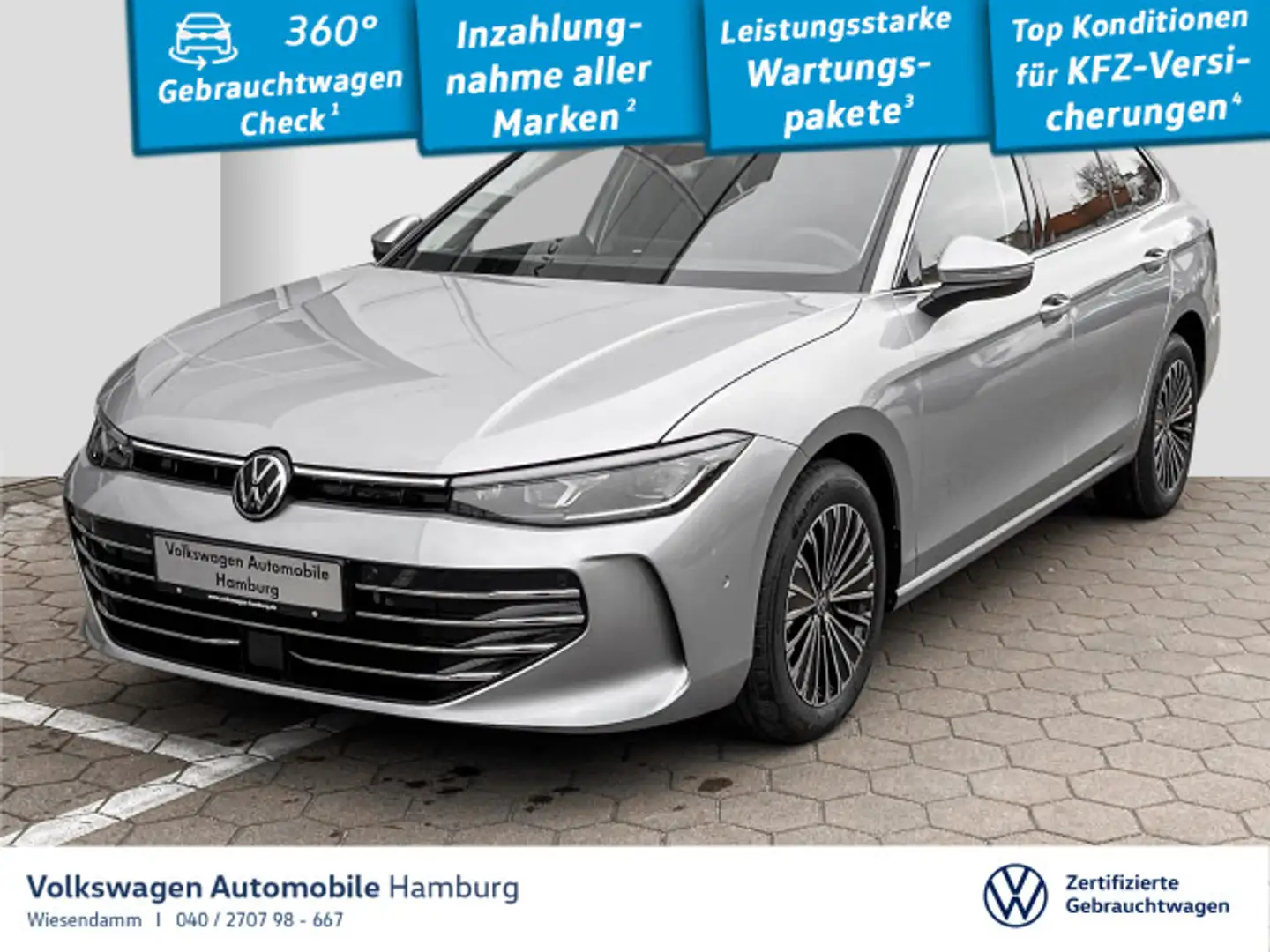Volkswagen Passat Variant Passat 2.0 TDI SCR Elegance DSG AHK Pano Head-Up Silber - 1