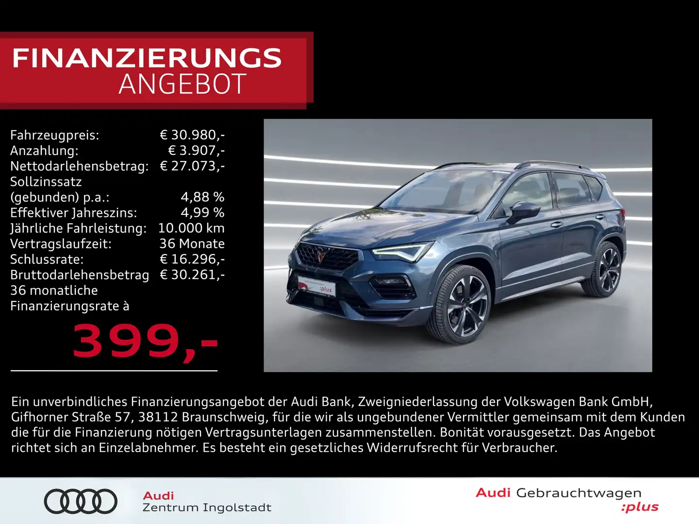 CUPRA Ateca 2.0 TSI DSG 4Drive AHK PANO BEATS ACC Grau - 1