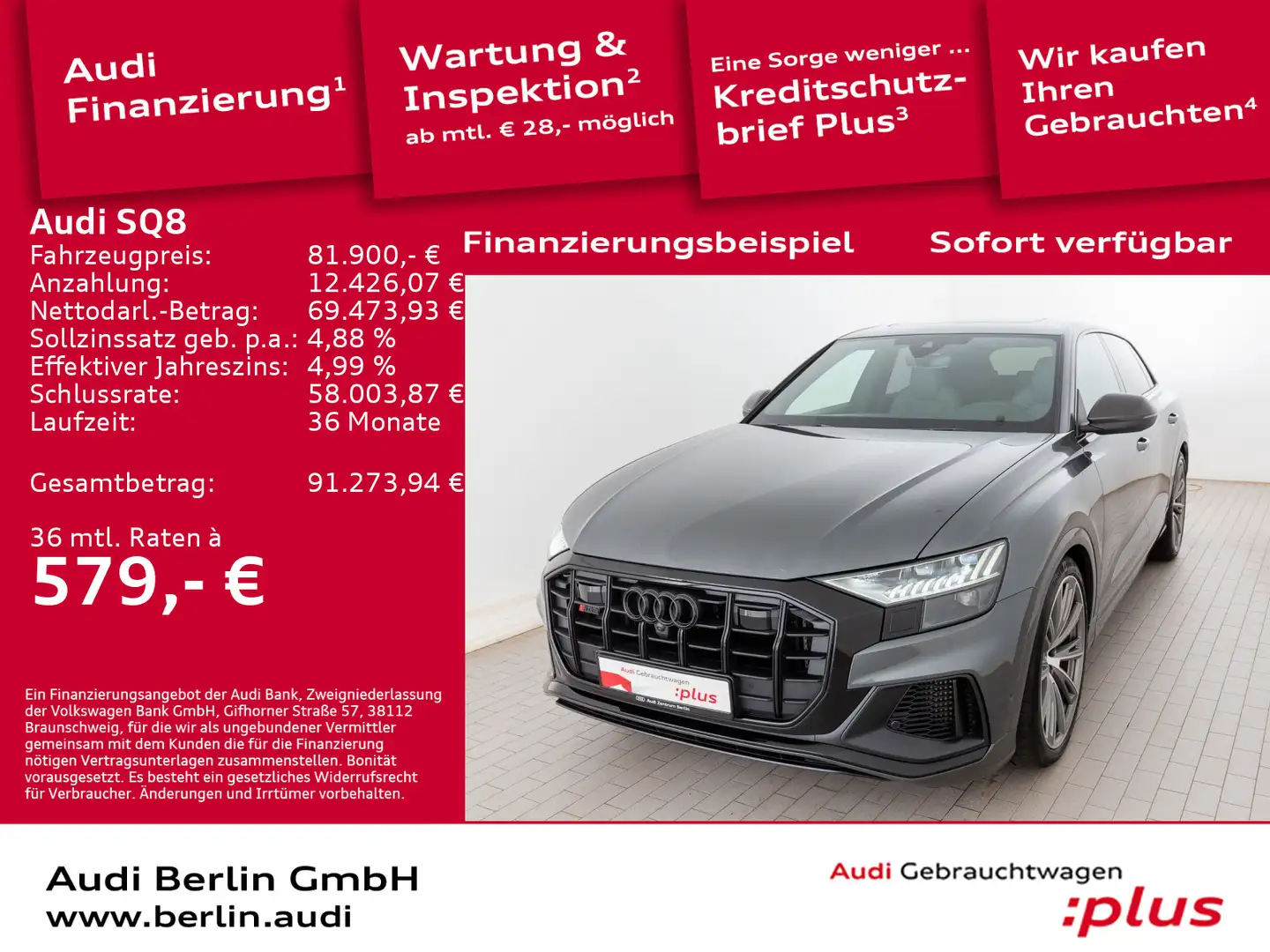Audi SQ8 competition plus TFSI tiptr. STDHZG NACHTS Gri - 1
