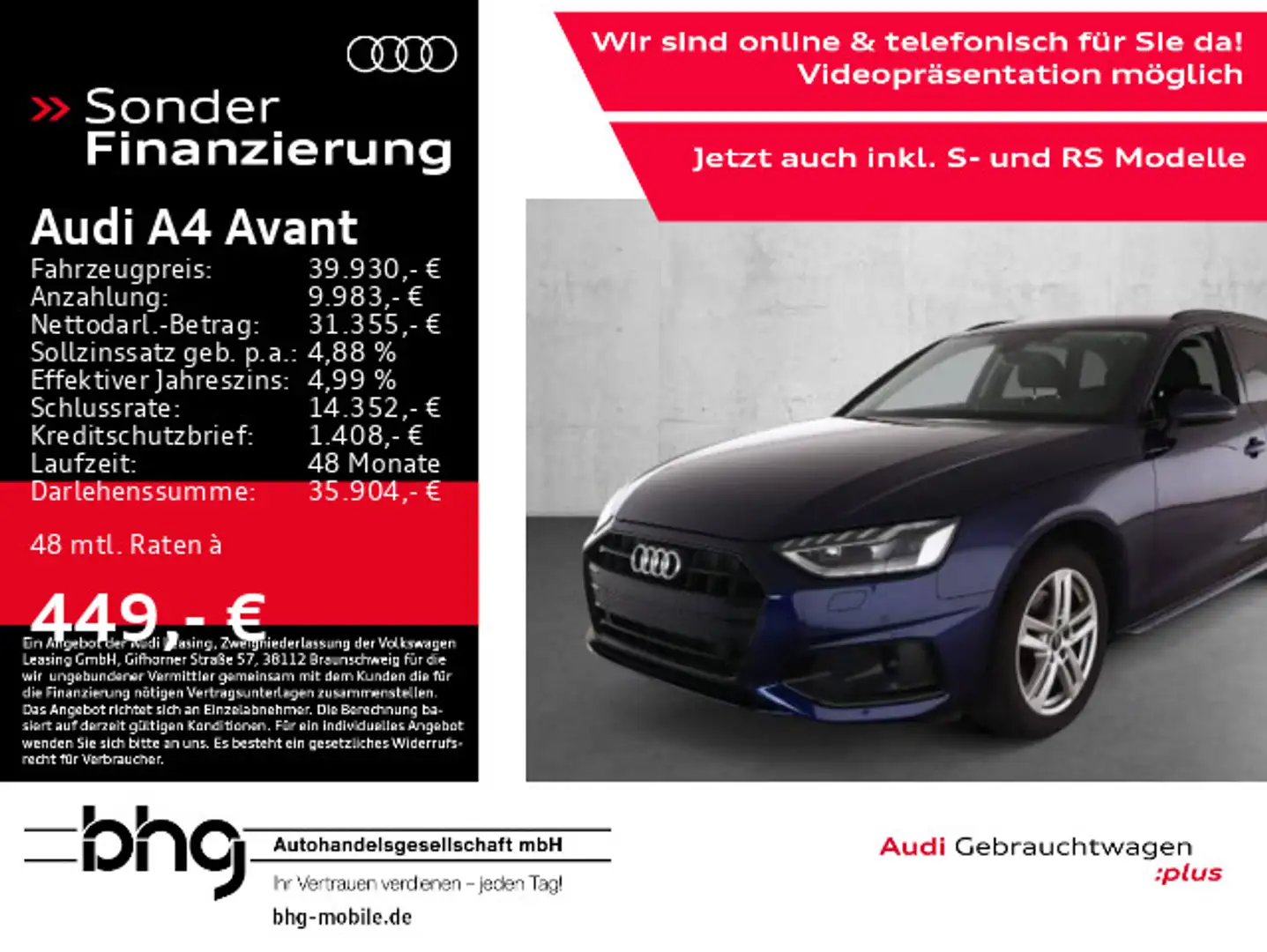 Audi A4 35 TDI S tronic advanced Blau - 1