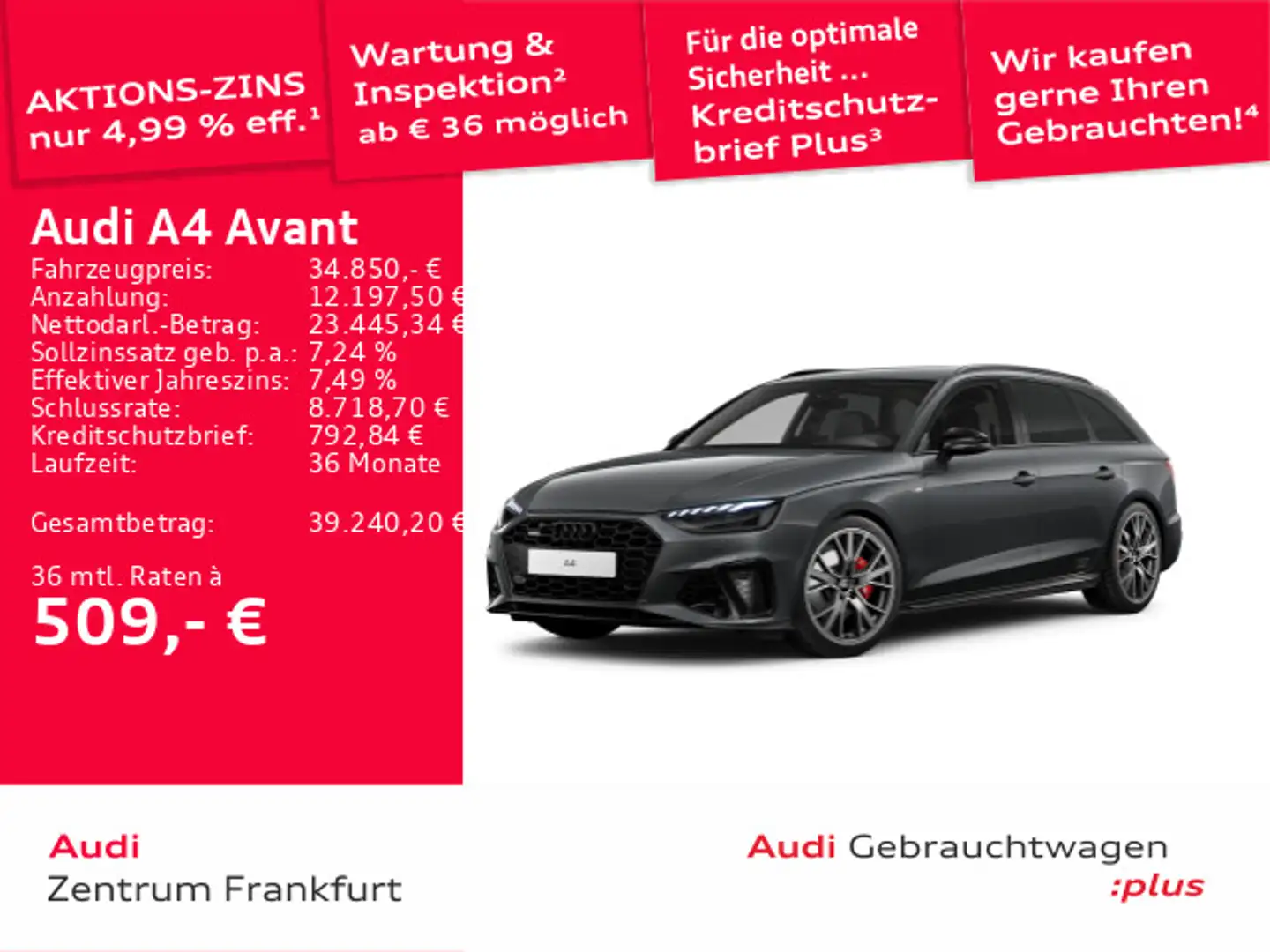 Audi A4 40 TFSI quattro S tronic S line MatrixL Grau - 1