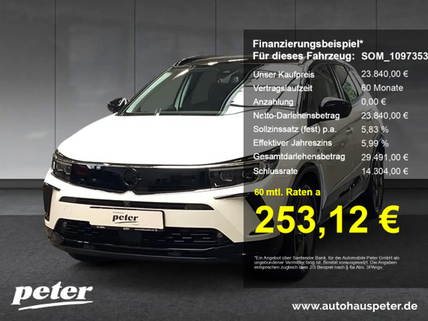 Opel Grandland Grandland 1.2 Turbo GS Line Klimaautomatik Alcanta Weiß - 1