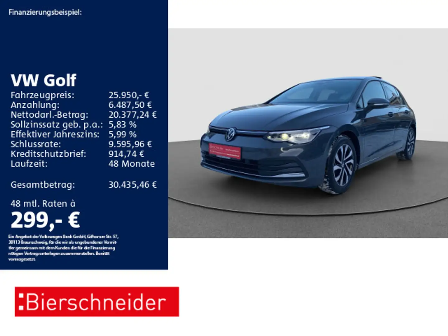 Volkswagen Golf 8 2.0 TDI DSG Active AHK PANO MATRIX CAM AC Grau - 1