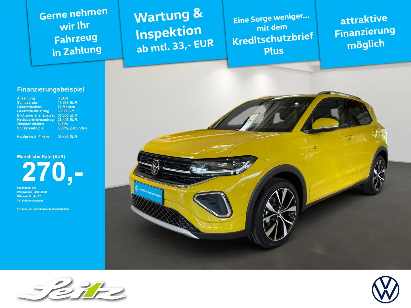 Volkswagen T-Cross 1.5 TSI R-Line *AHK*BEATS*NAVI*KAMERA*SITZH* Gelb - 1