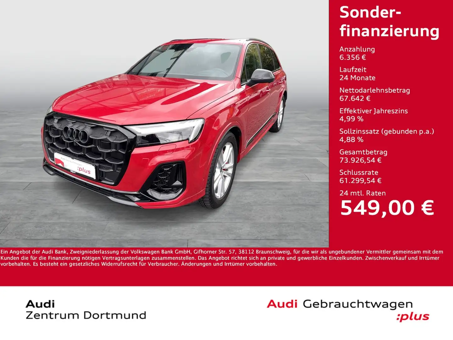 Audi Q7 60 quattro HYBRID S LINE PANO AHK 360CAM LM21 Rot - 1