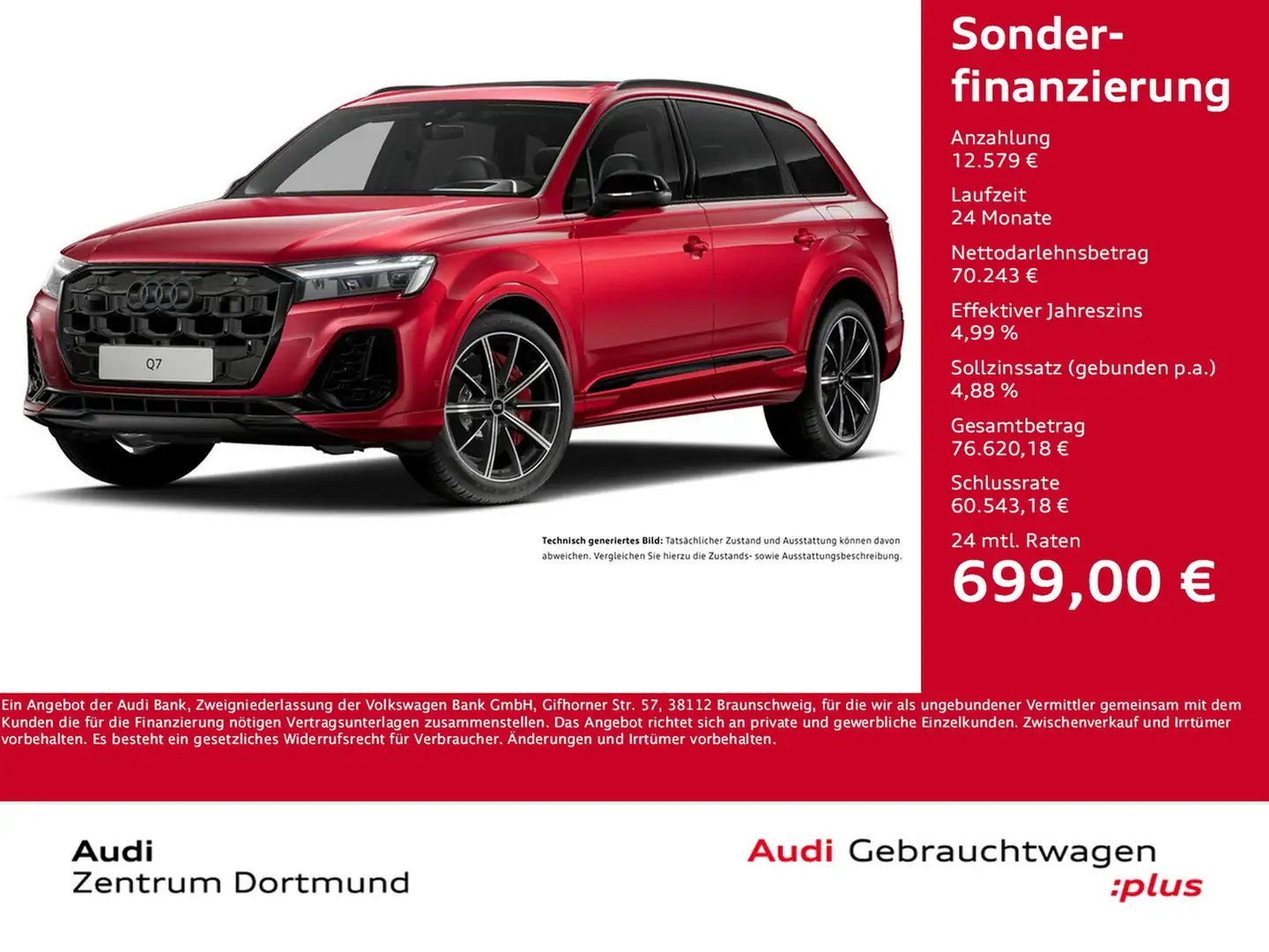 Audi Q7 60 quattro HYBRID S LINE PANO AHK 360CAM LM21 Rot - 1
