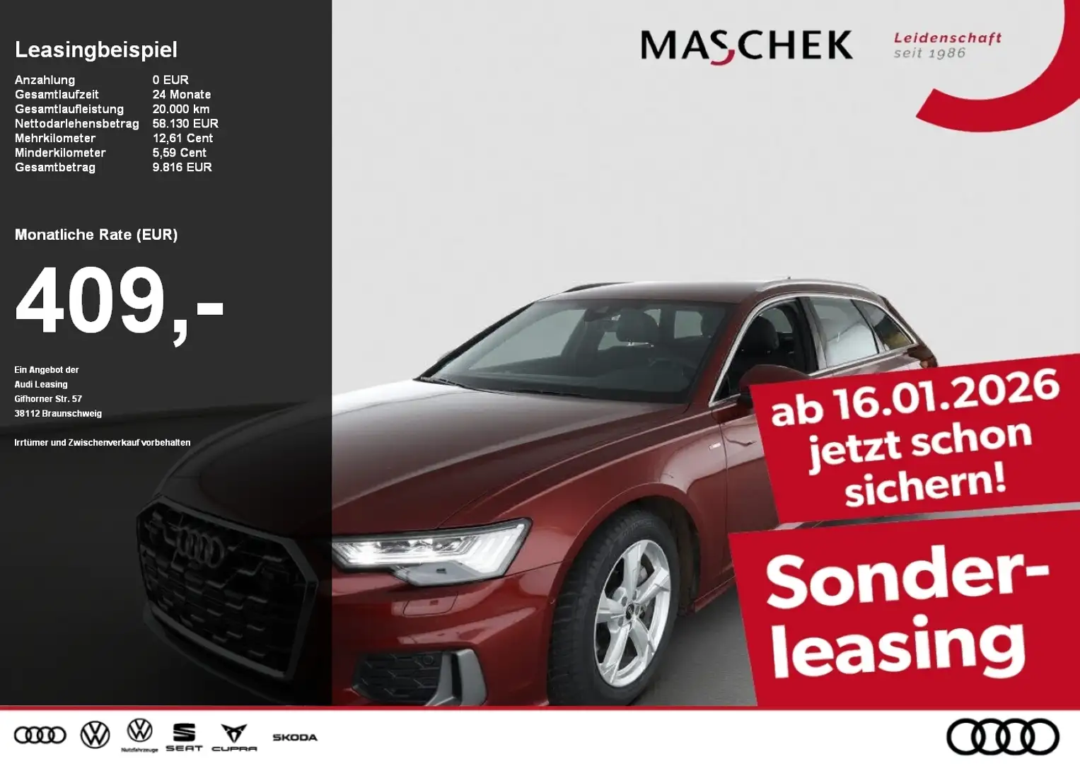 Audi A6 Avant S line 45 TDI 2x S line 96NP AHK Carbon Luft Rot - 1