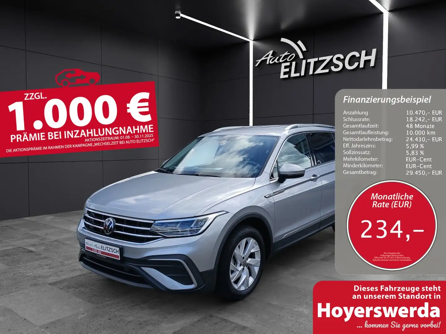 Volkswagen Tiguan Allspace TSI Life DSG 7-Si LED AHK Navi AID ACC PDC SH Silber - 1