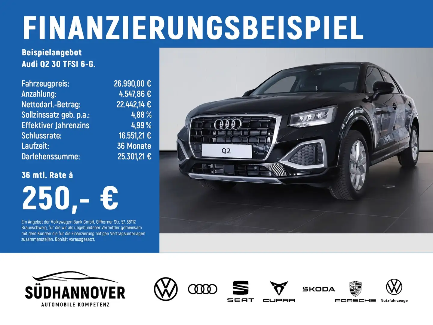 Audi Q2 30 TFSI 6-G. advanced +SMARTPH.INTERF.+VCpl. Schwarz - 2