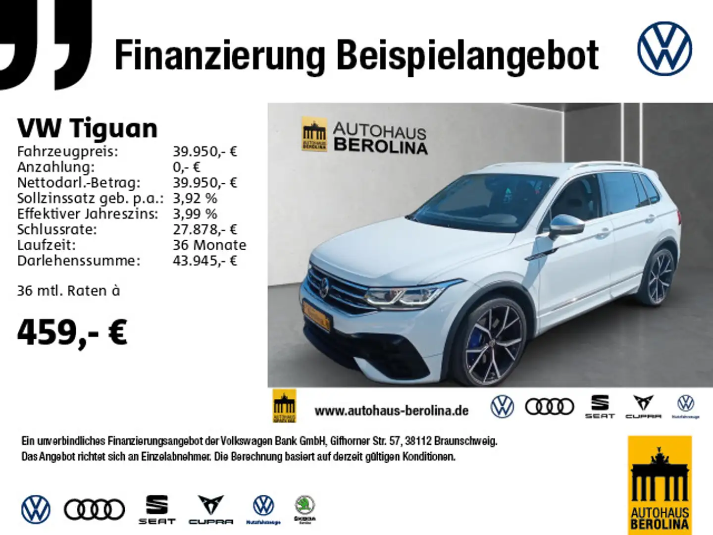 Volkswagen Tiguan R *IQ-MATRIX*AHK*ACC*NAV*R-CAM*PDC*SHZ* Weiß - 1