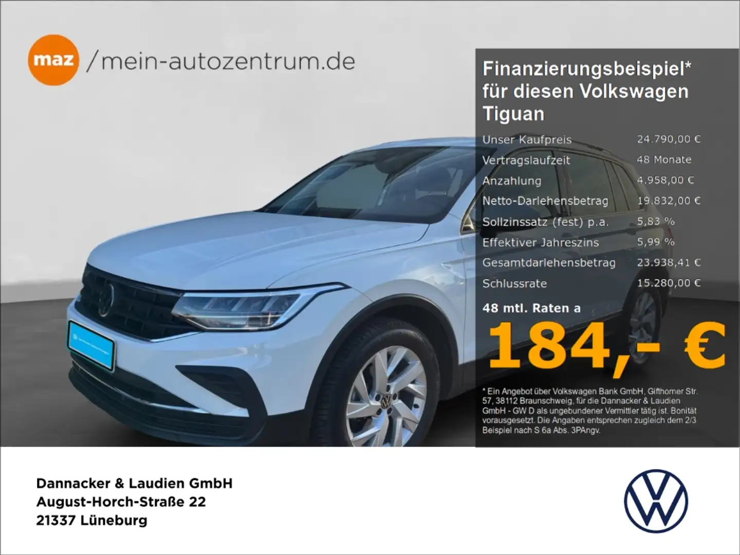 Volkswagen Tiguan 1.5 TSI Life Alu LED Navi ACC uvm. Weiß - 1