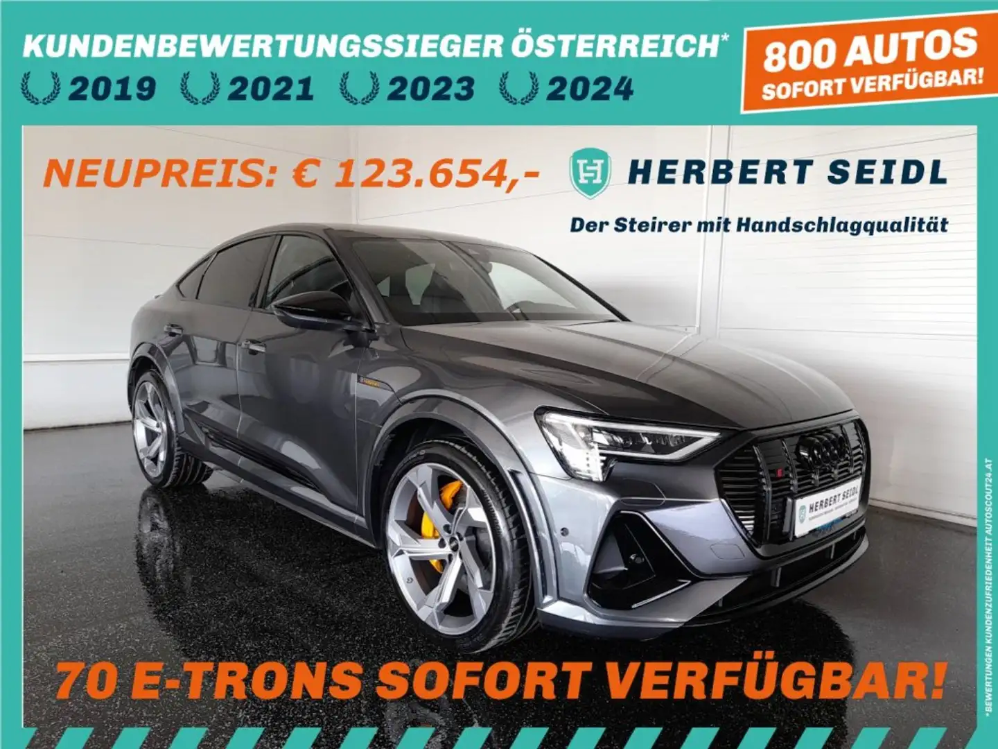 Audi e-tron "S" SB 95 QUATTRO S-LINE BLACK *NP € 123.654,- / DIGITALER MATRIX-LED / 22 ZOLL / NACHTSICHT & HEAD-UP / LEDER* Grau - 1