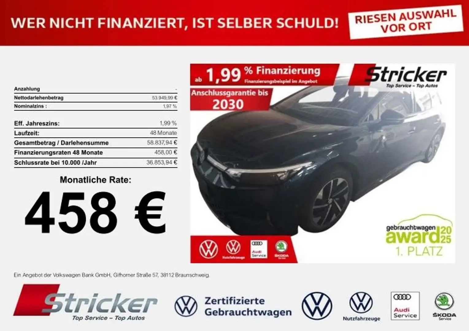 Volkswagen ID.7 GTX Tourer 250/86 458,-ohne Anzahlung ergo-Active Blau - 1